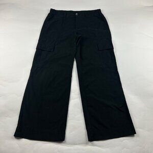 Old Navy Black Poplin Canvas High Rise Wide Leg Cargo Pant M